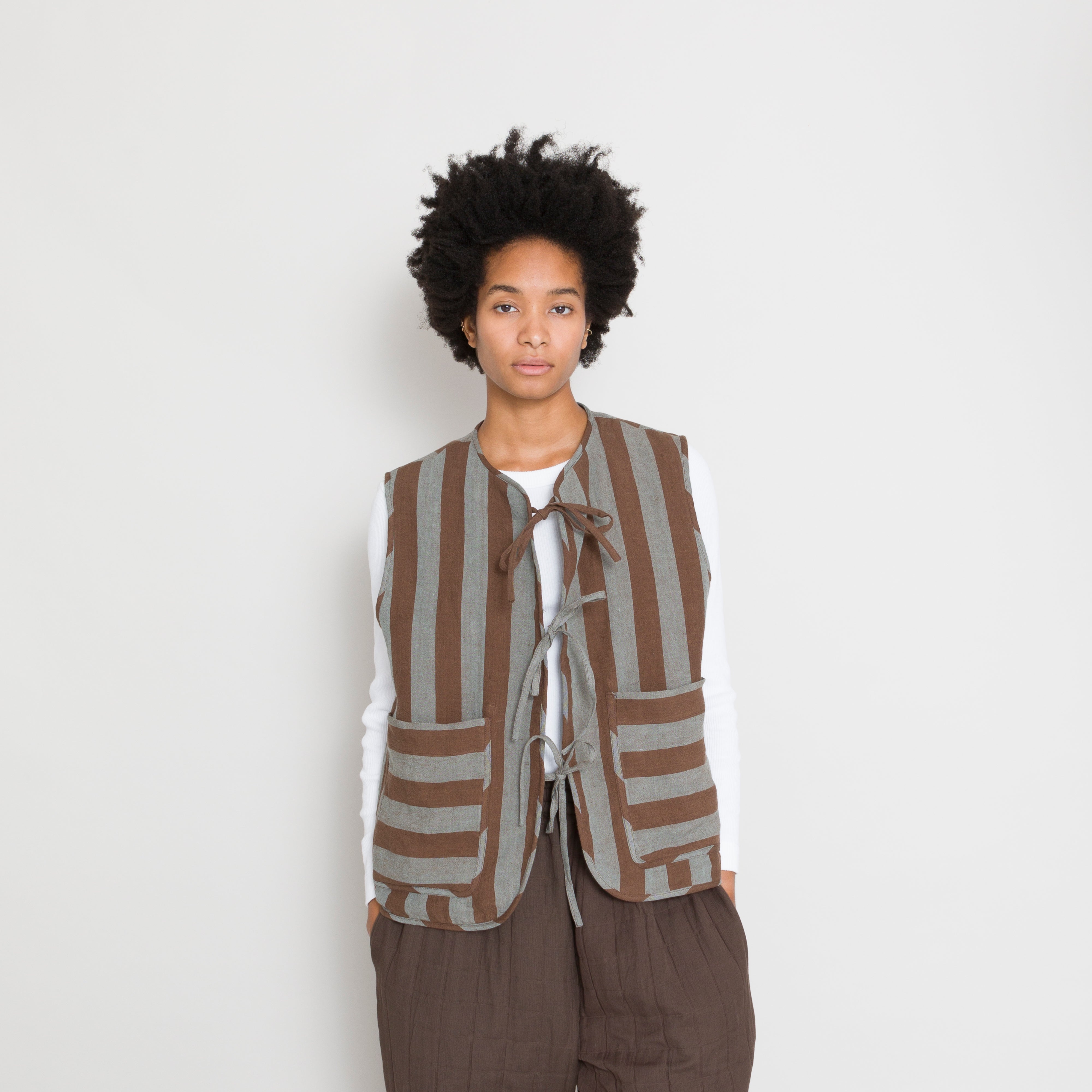 Cawley Cawley - Portugese Boiled Wool Patchwork Stripe Ella Vest