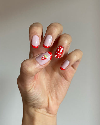 Strawberry pattern nail polish