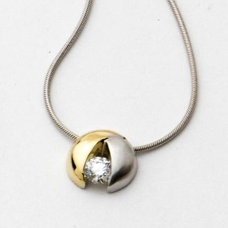 Signature 14K Two-Tone Gold Round Slide Necklace with 3.5mm Gem – Maggie  Lee Designs