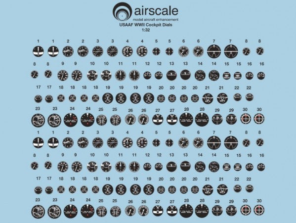 Airscale 1/48 USAAF Cockpit instrument decals AS48USA – Victory Models