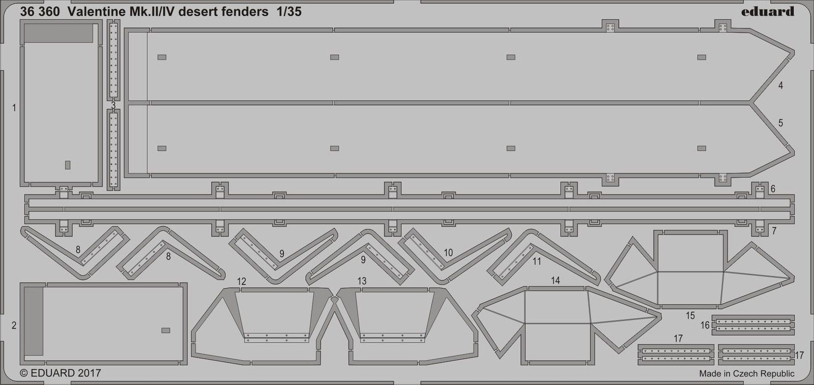 Eduard 1/35 photoetch desert fenders Valentine Mk. II/ IV for Tamiya kit - 36360
