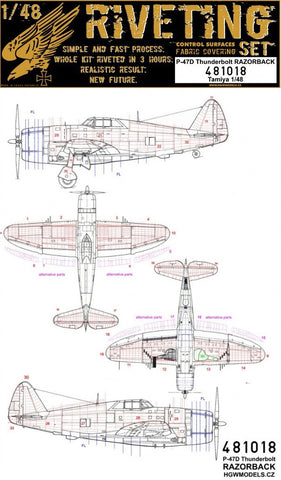 HGW 1/48 Riveting set for P-47D Thundderbolt for Tamiya - 481018