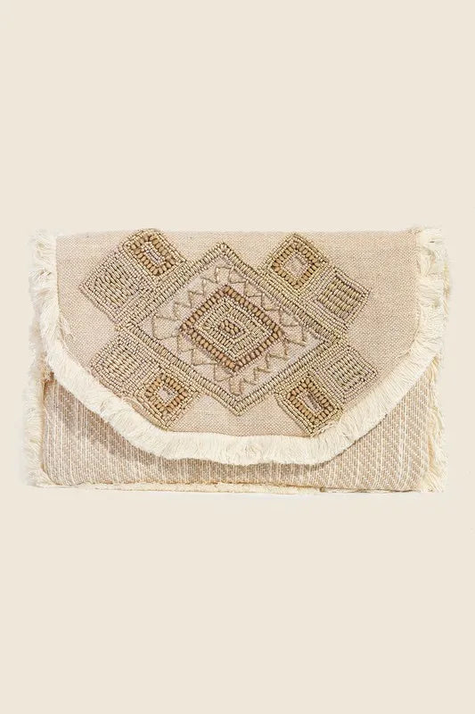 Fame Boho Beaded Pattern Envelope Bag