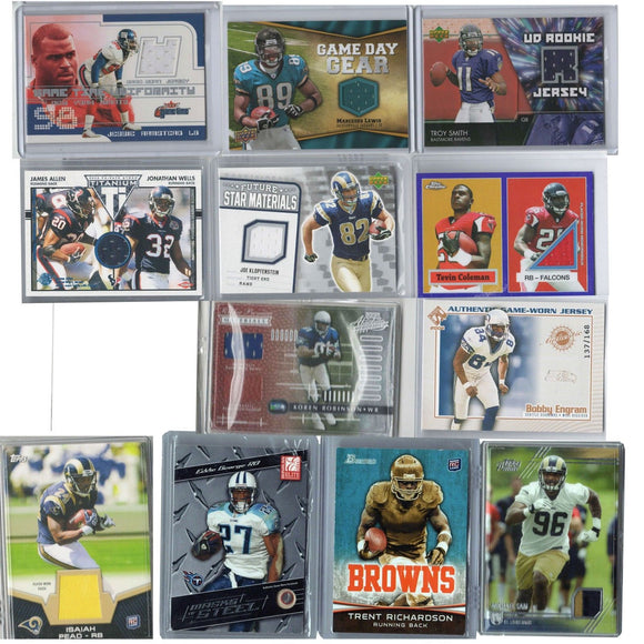 football cards with piece of jersey