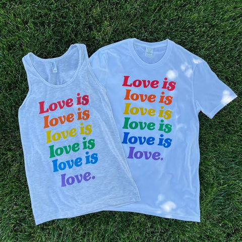 Product photo of Love is love tank top and t-shirt
