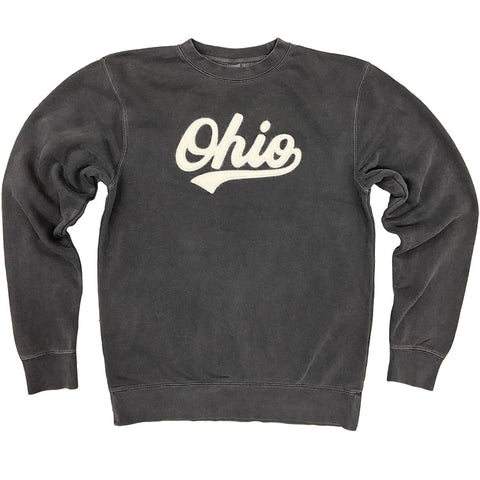 script ohio felt stitched letter crew sweatshirt