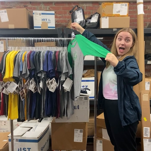 Retail staff excited for warehouse sale 2021