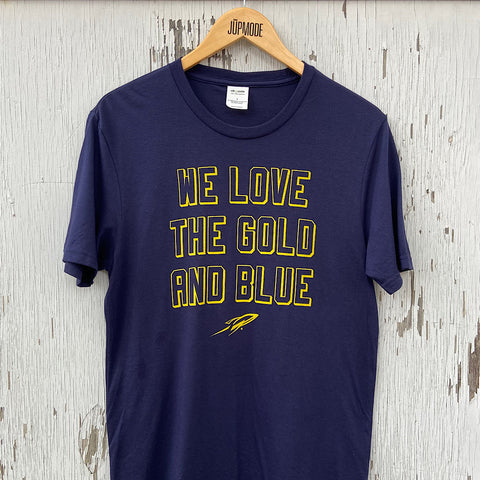 UT gold and blue shirt