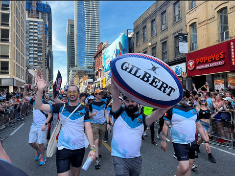 Pride Toronto 2023 Parade with Geoff, Claudio Pagliaroli, and David Cameron.