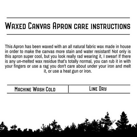 Waxed Canvas Apron Care Instructions