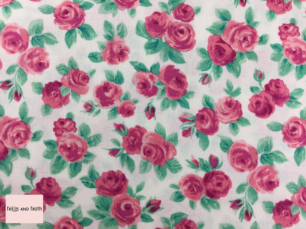 Liberty fabric 'Ascot Rose' quilting fabric Liberty 'Ascot Rose' fabric from the 'Flower Show Summer' collection features a pink floral design.