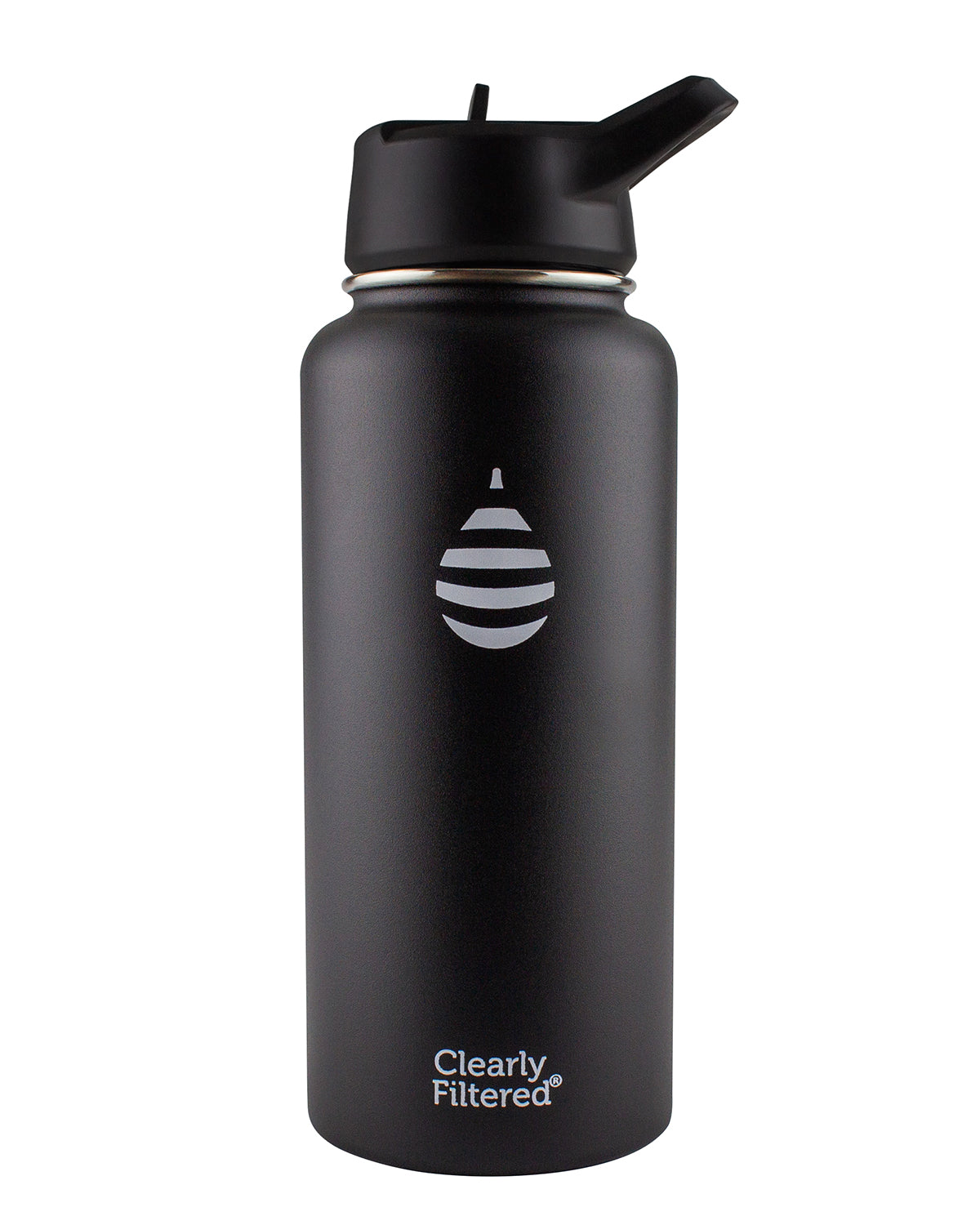 Elvira 32oz Vacuum Insulated Stainless Steel Water Bottle with Straw & Spout Lids White-Black