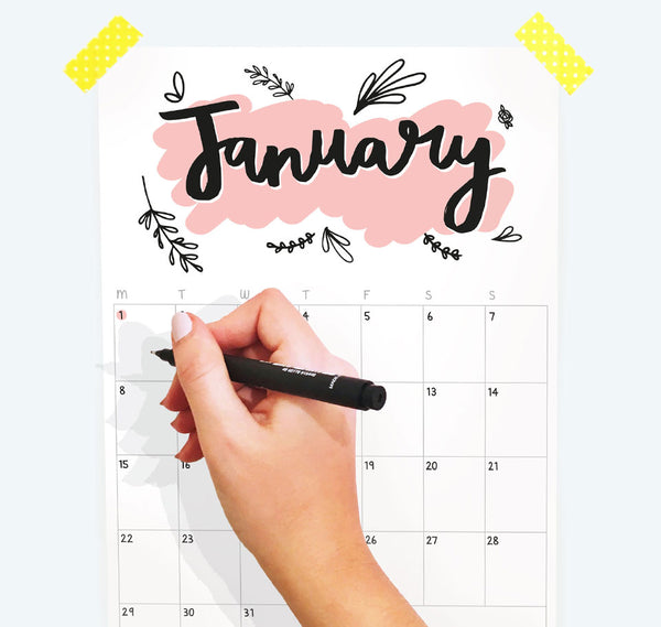 Hand drawn 2018 calendar Dot Creates