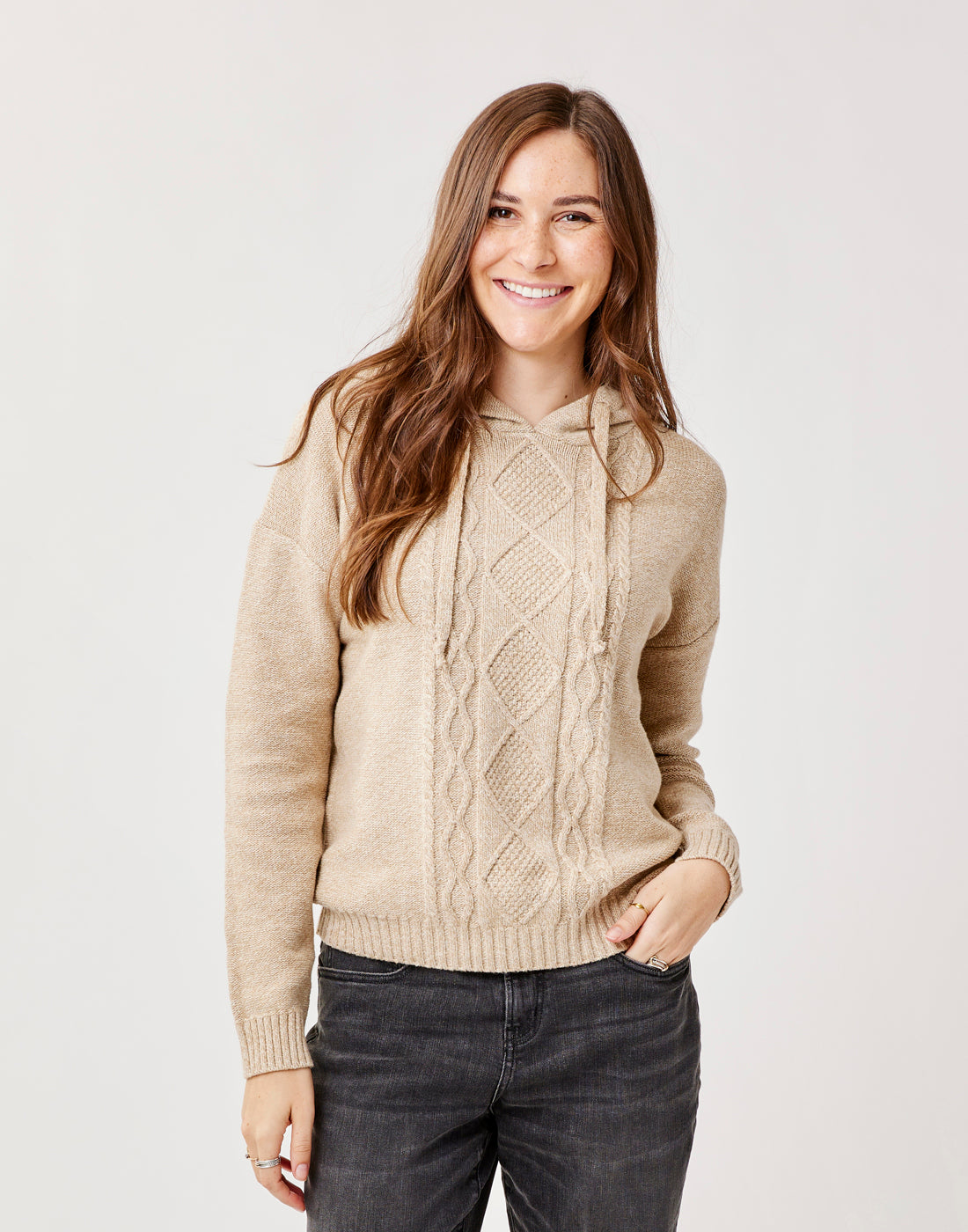 Stowe Hooded Sweater: Lt. Khaki Heather