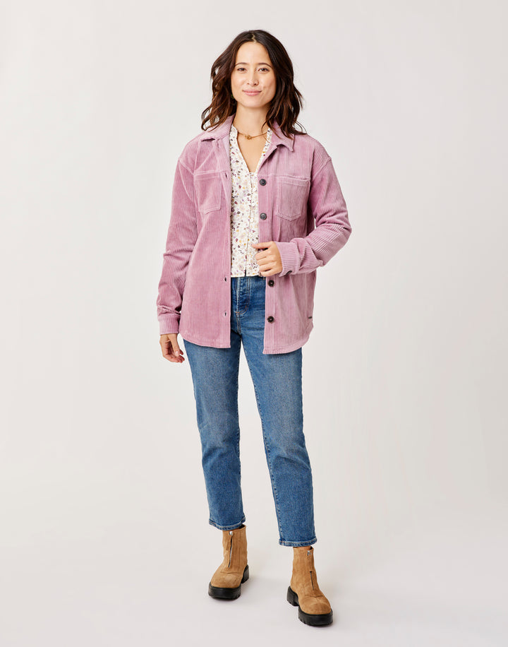Hudson Stretch Cord Shacket: Orchid