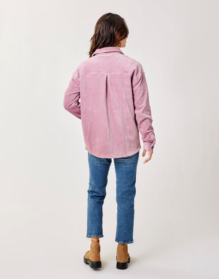 Hudson Stretch Cord Shacket: Orchid