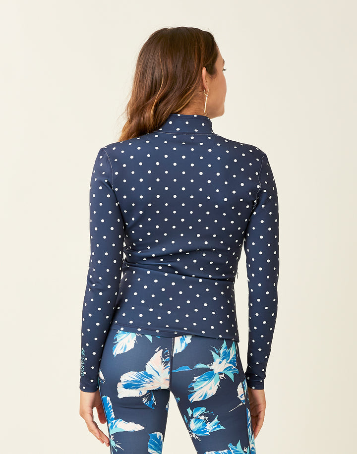 Stella Zip-Up Jacket: Navy Polka Dot - FINAL SALE