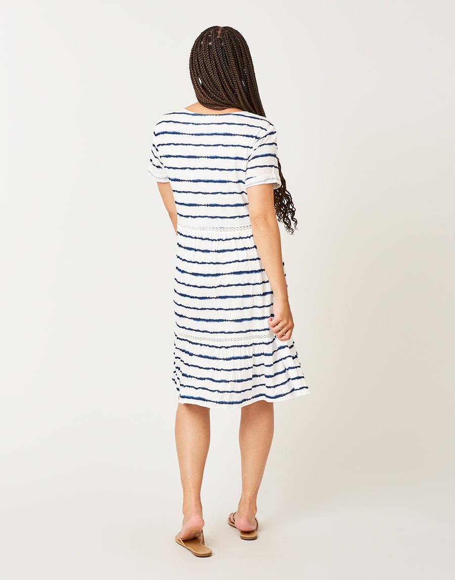 Gemma Dress: Navy Tie Dye Stripe - FINAL SALE