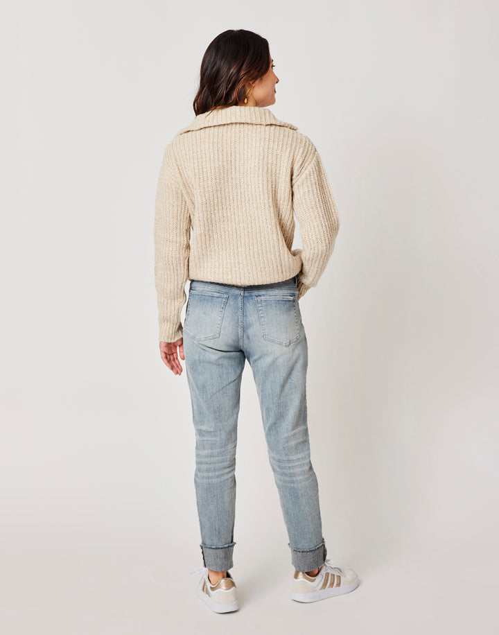 Zella Pullover: Cement Breton Stripe