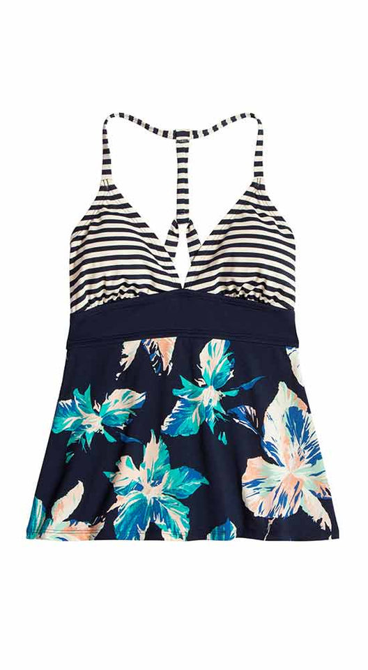 Dahlia Tankini: Fuchsia w. Navy  Supportive tankini, Tankini, V shape