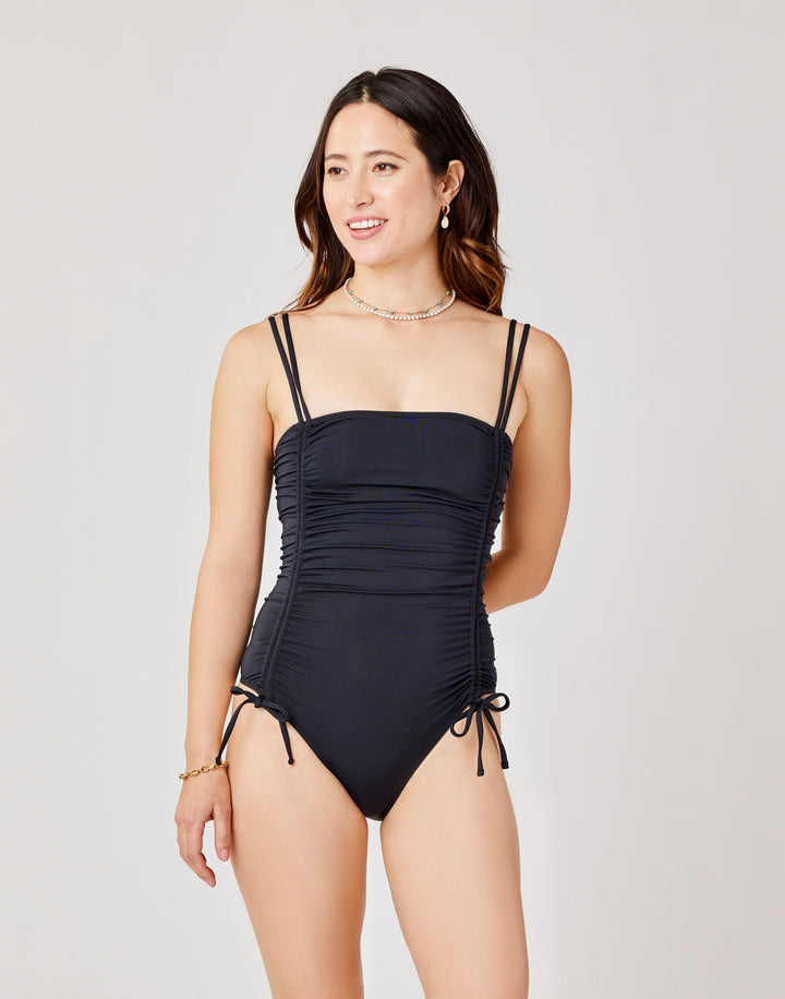 Fill Your Time White Textured Swimsuit - Small  Fun one piece swimsuit,  Black swimsuit top, One piece