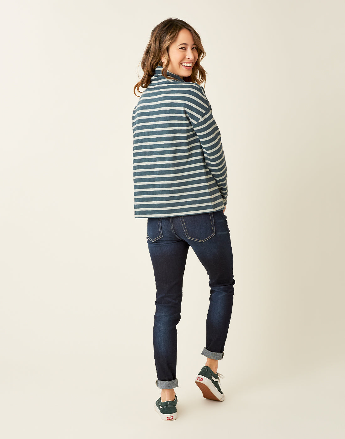 Bodie Funnel Neck: Eden Thyme Mali Stripe