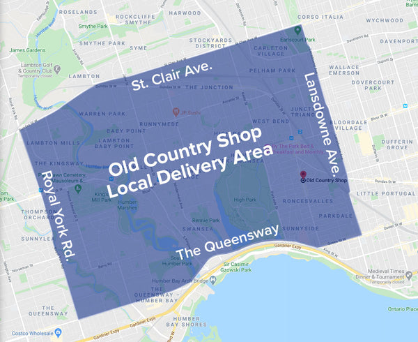 Old Country Shop Local Delivery Map
