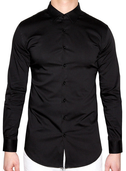 Slim Fitted Dress Shirt Black Swuave