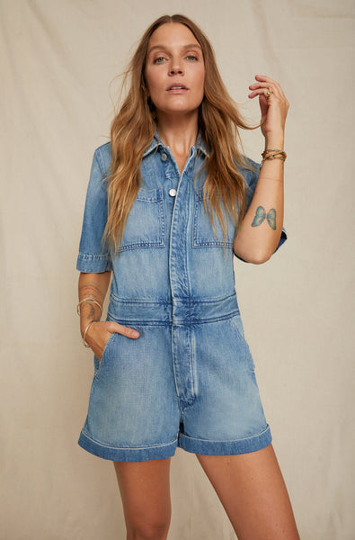 amo skip denim jumpsuit