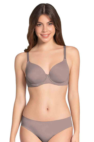 Amante Satin Edge Padded Wired High Coverage Bra - Grey (32D)
