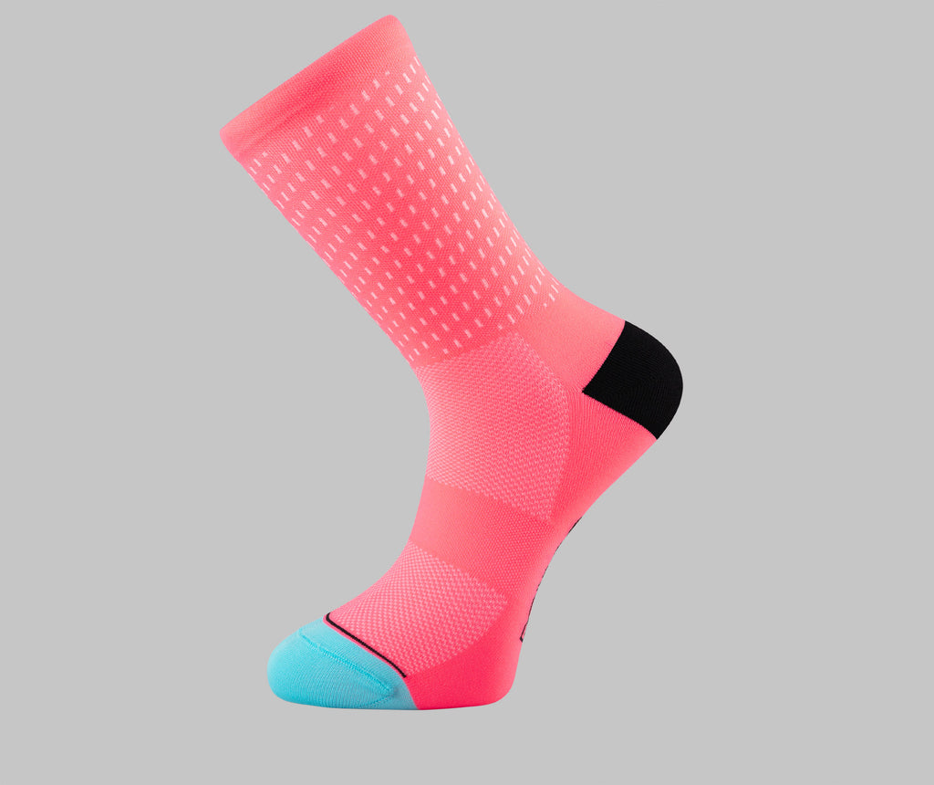 Vented Hi-Vis Coral - Summer Cycling Socks | PONGO London