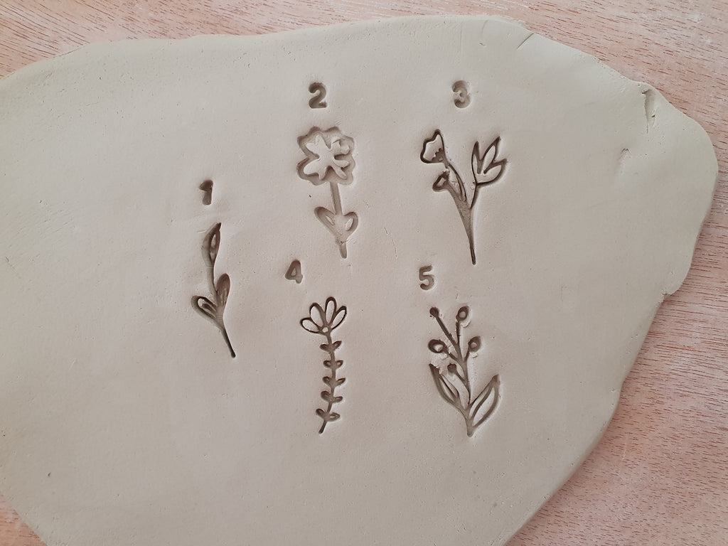 Botanical stamps for clay