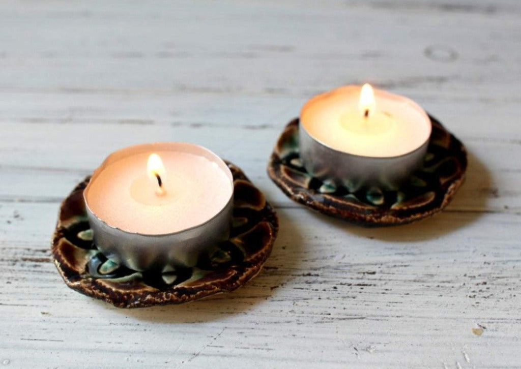 Tea light candle holders Ceramic Shabbat candle holders Ceramics By Orly