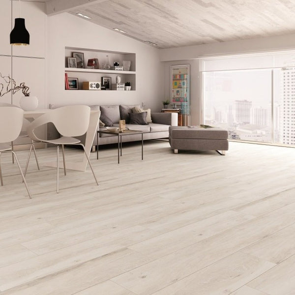 White Wood Effect Floor Tile