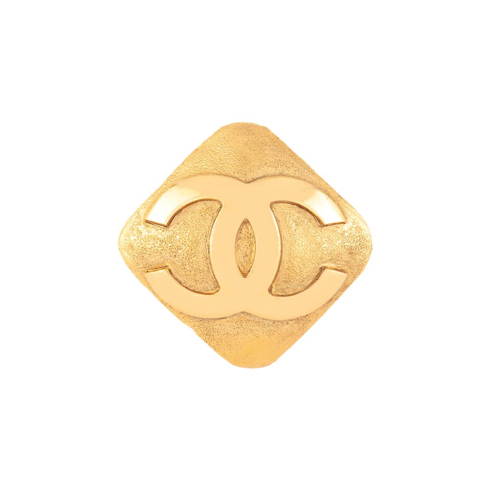 Chanel Black Gold Logo Bar brooch Gold  STYLISHTOP