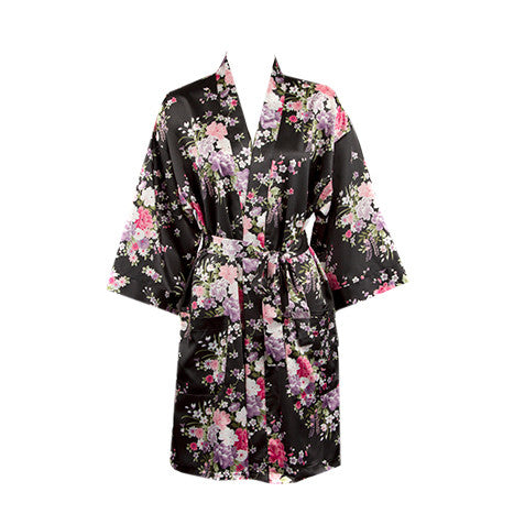 Personalized Floral Satin Robe with Name and Initial – Bridal Party ...