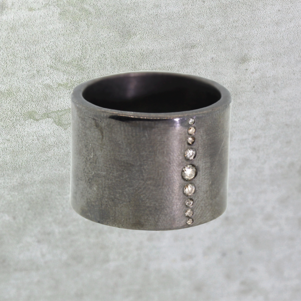 Thick Black Rhodium Diamond Ring – Rebecca Lankford Designs