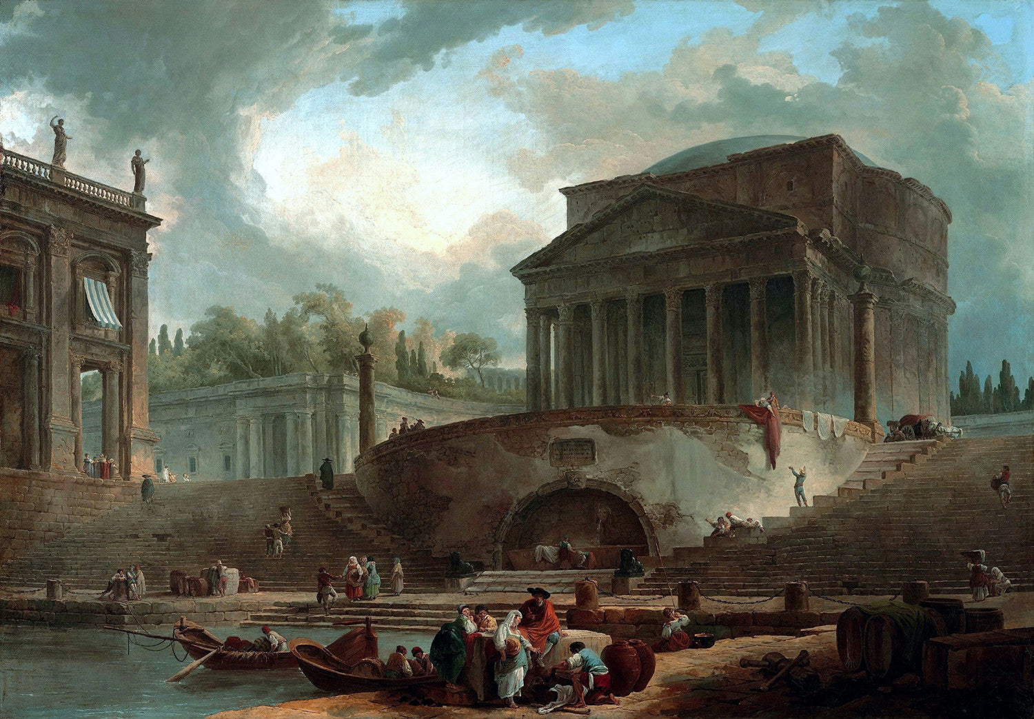 Hubert Robert - View of the Port of Rippeta in Rome – Get Custom Art