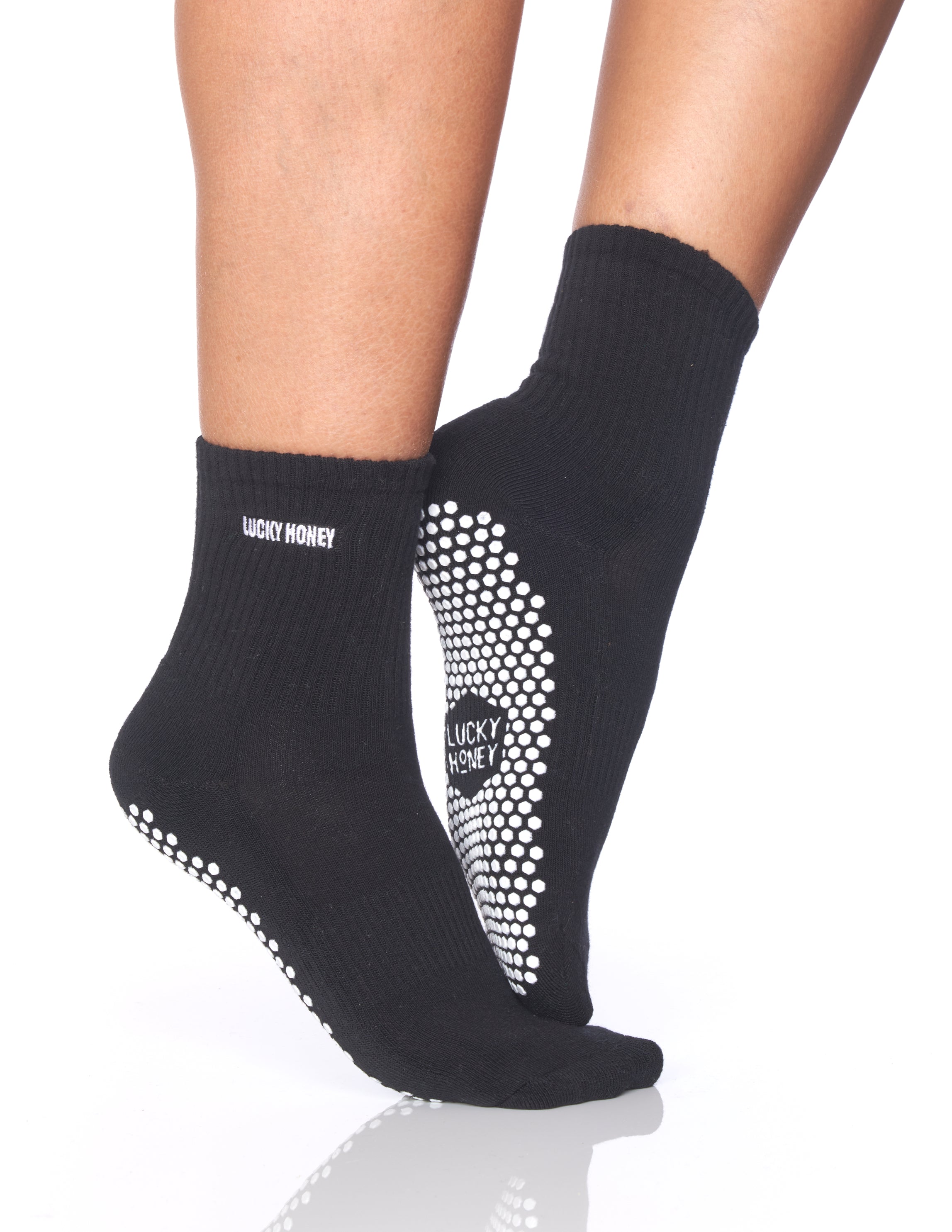 The Scrunchie Black Grip Sock - Lucky Honey - simplyWORKOUT – SIMPLYWORKOUT