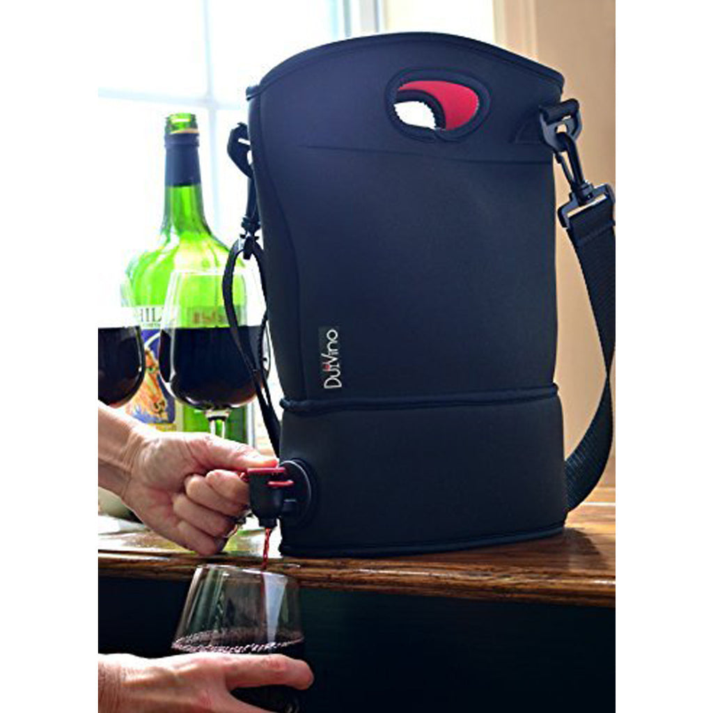 Duvino Bag It Neoprene Wine Tote Black 2 Fill It Refreshment Baggie Du Vino