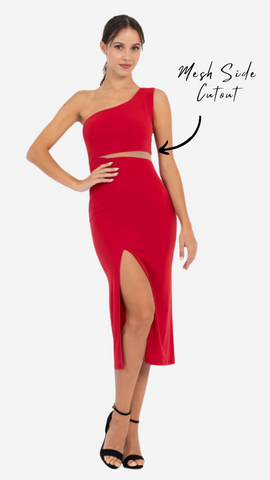 Shop One-Shoulder Midi Dress With Side Cutout