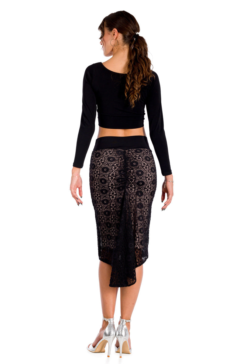 Black Lace Fishtail Tango Skirt | Women's Tango Fashion - conDiva