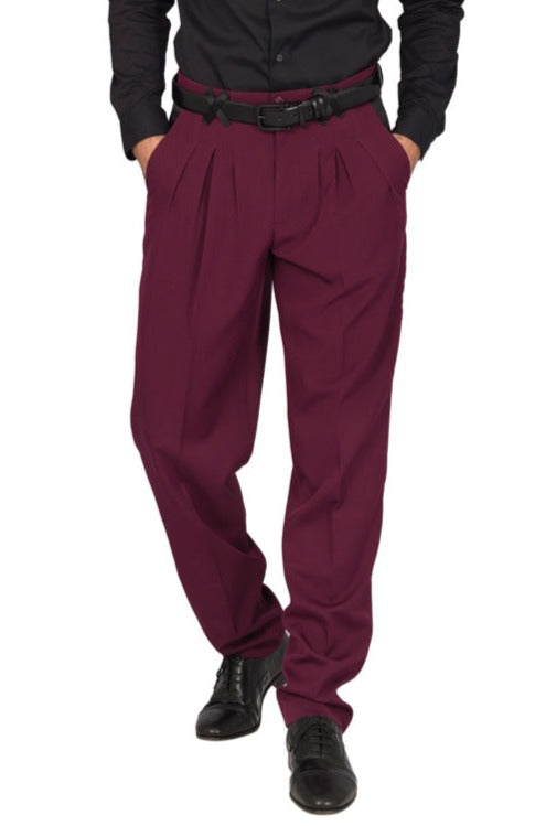 Men's Argentine Tango Pants, Men's Classic Burgundy Pants, Men's Ballroom  Show Pants, Men's Wide Leg Pleated Pants, Bachata Dance Men Pants -   Canada