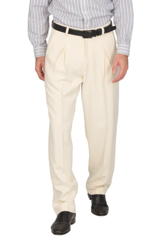 Ecru Men's Tango Pants With Front And Back Pleat | Tango Attire