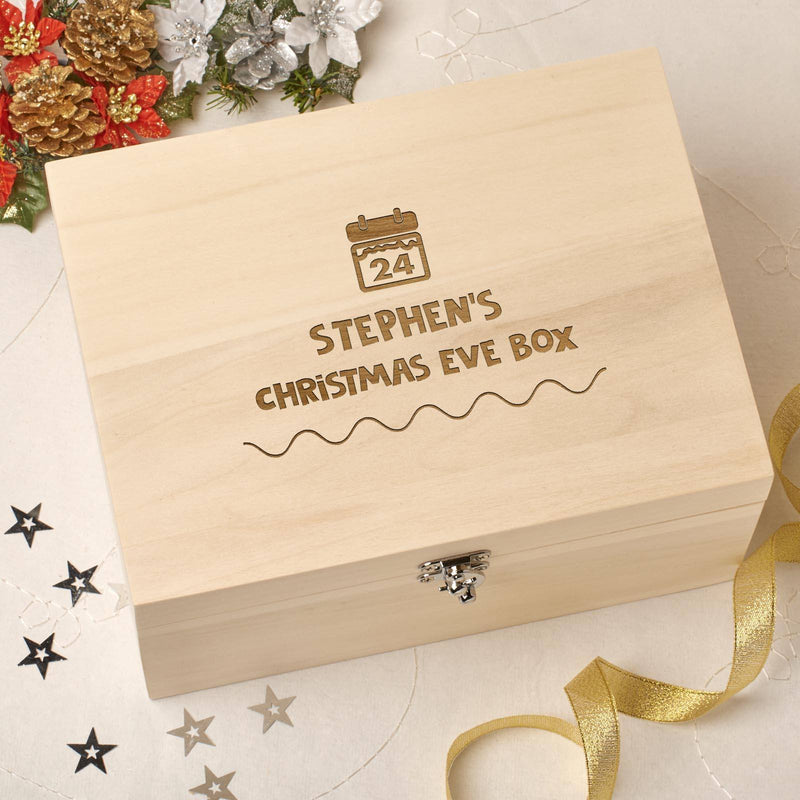 Personalised Calendar Christmas Eve Box Wooden Keepsake Box