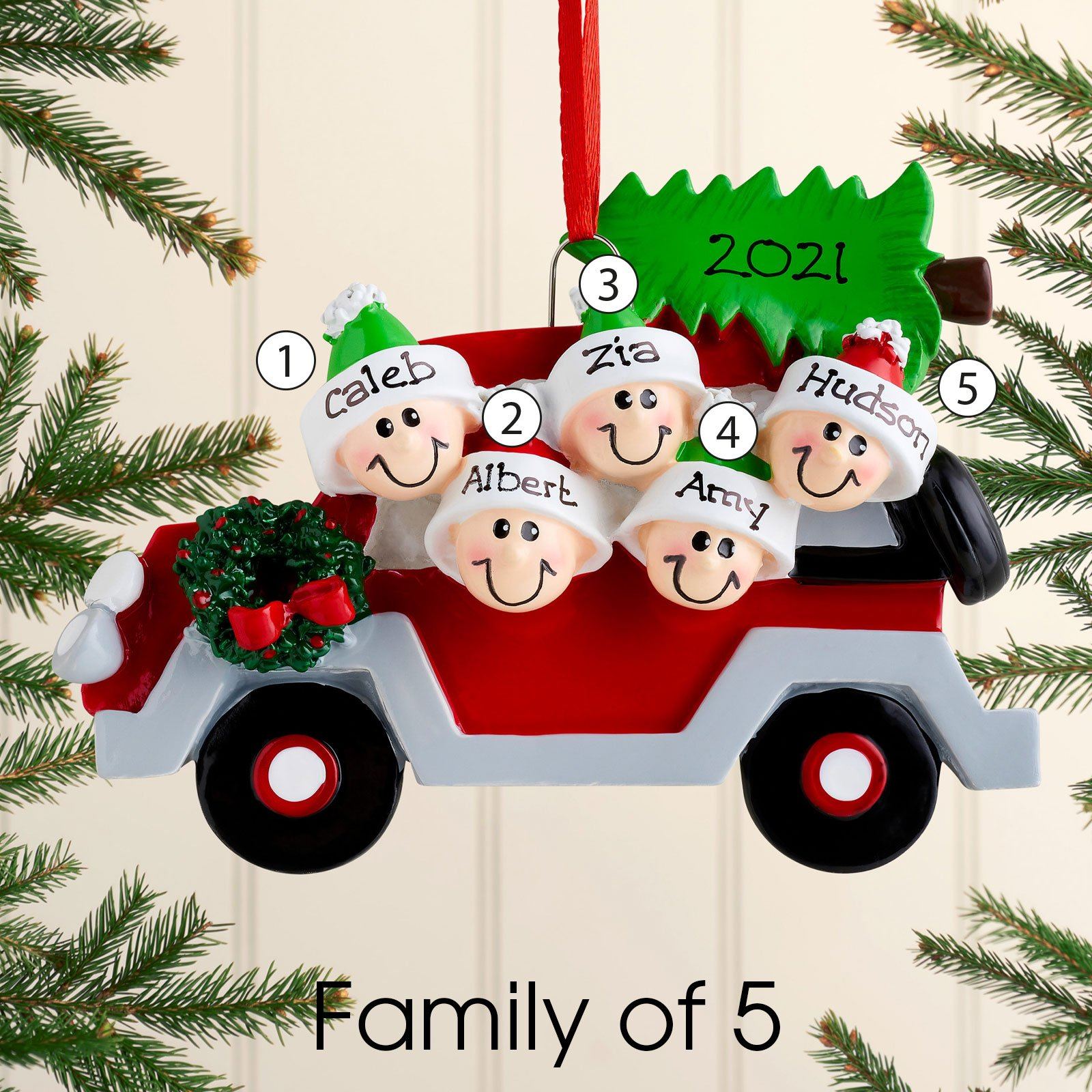 Personalised Family Christmas Tree Decoration Ornament - Family Car –  Tabetha'S Touch