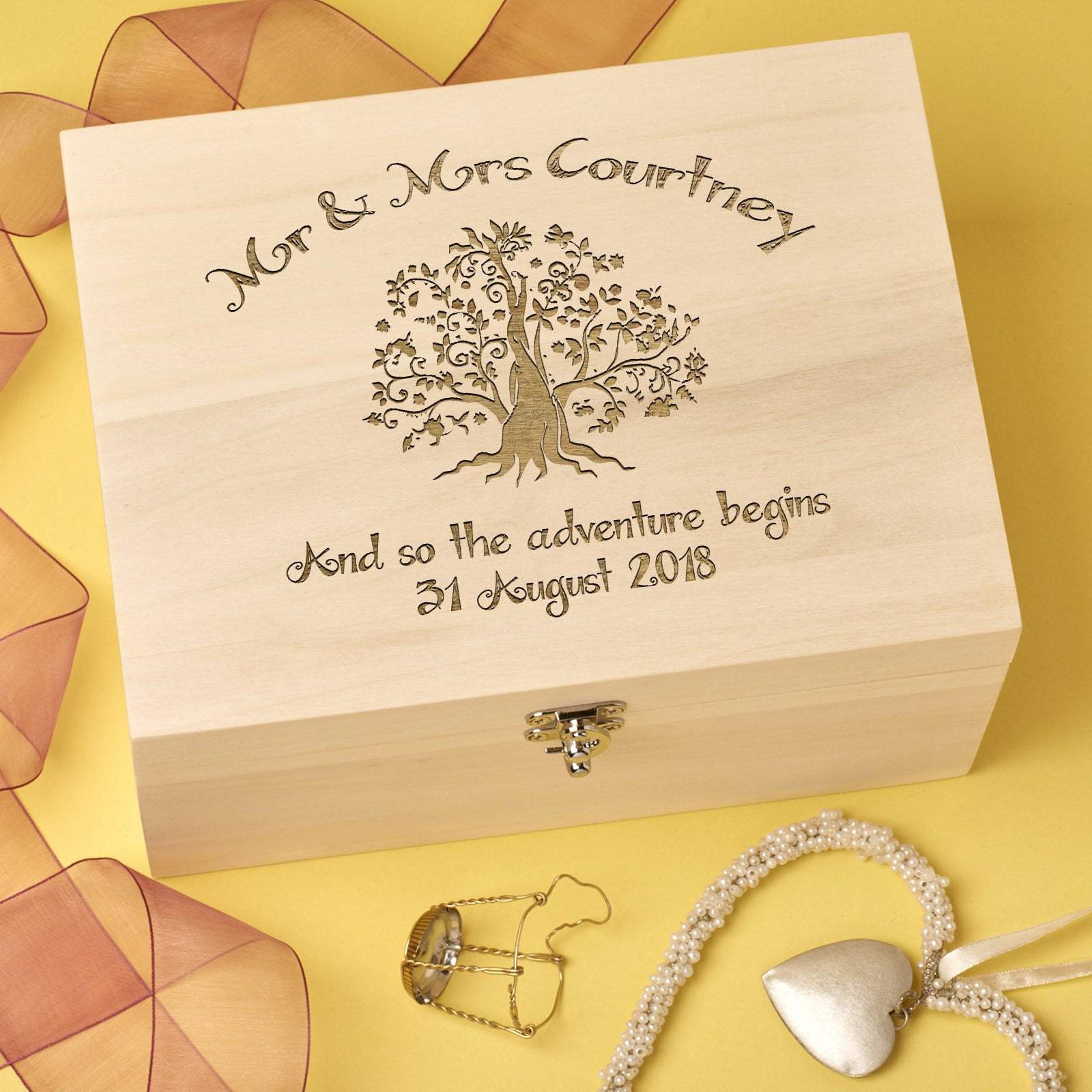 Mr. & Mrs. Personalized Wedding Keepsake Box - Whitetail Woodcrafters