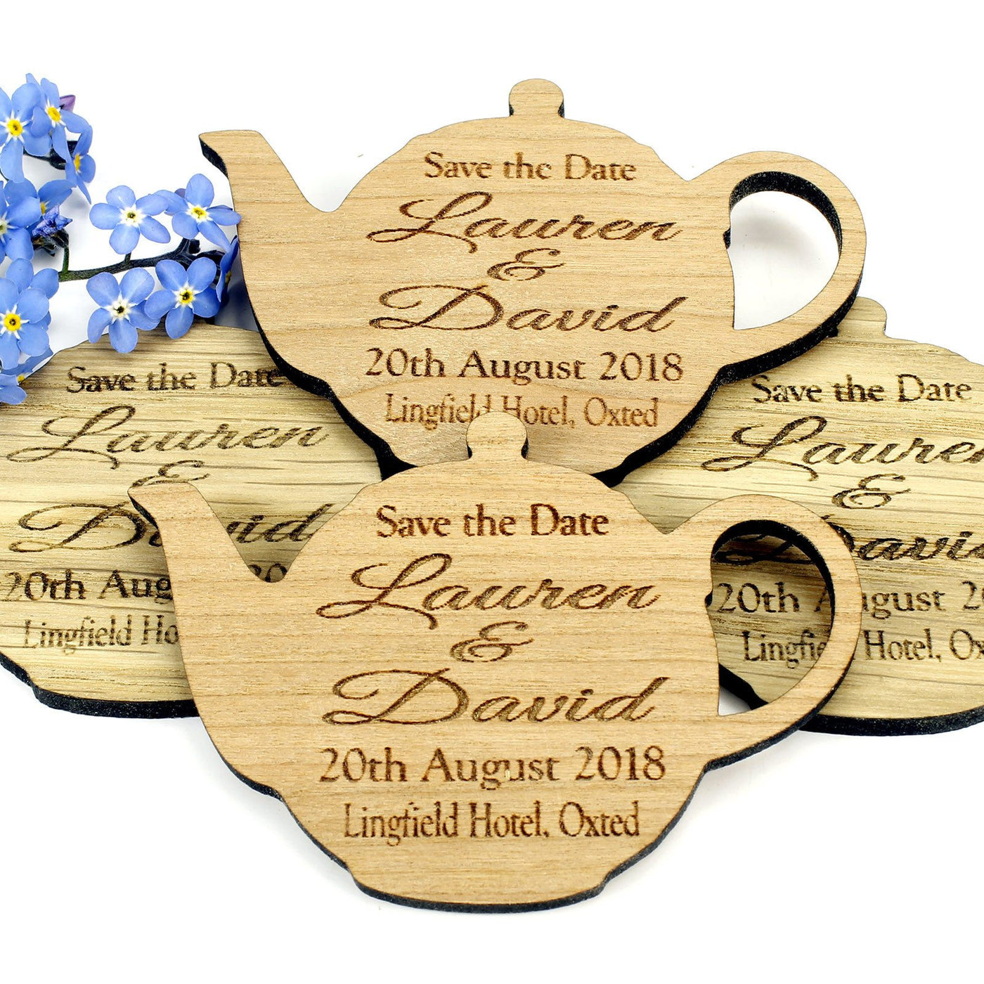 Save The Date Magnet Wooden Rustic Wedding Invitation Teapot