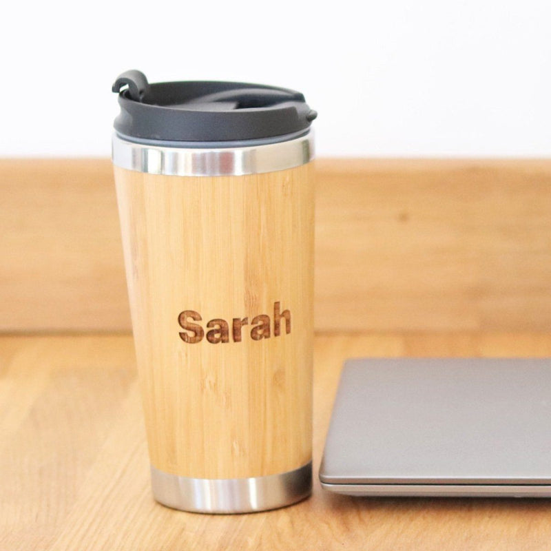 Personalised Insulated Bamboo Travel Mug