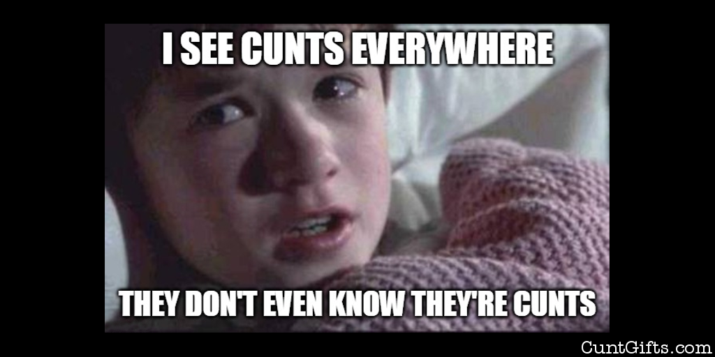 I see cunts everywhere, and they don't even know they're cunts - Sixth Sense